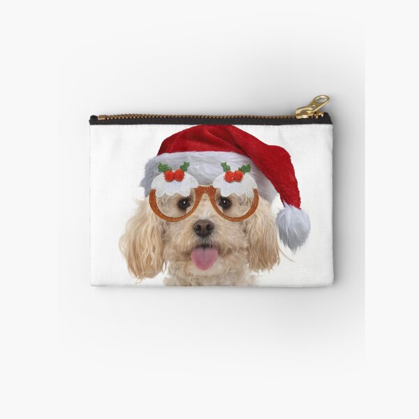 Item preview, Cavapoo wearing Santa hat and Christmas glasses designed and sold by ArdeaOnline.