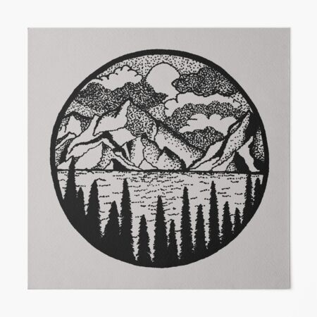 Circle Mountain Landscape Art Board Print for Sale by