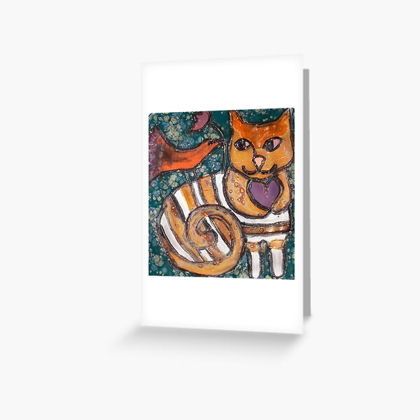 Peace Plate: Cat, Bird & Flower Greeting Card