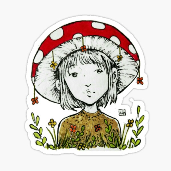 Item preview, Fille au chapeau aux champignons designed and sold by BibiDrake.