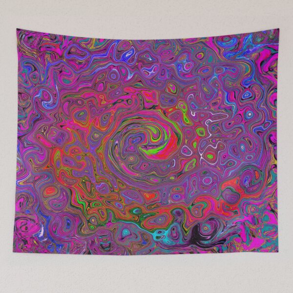 Item preview, Psychedelic Groovy Magenta Retro Liquid Swirl designed and sold by myrubiogarden.
