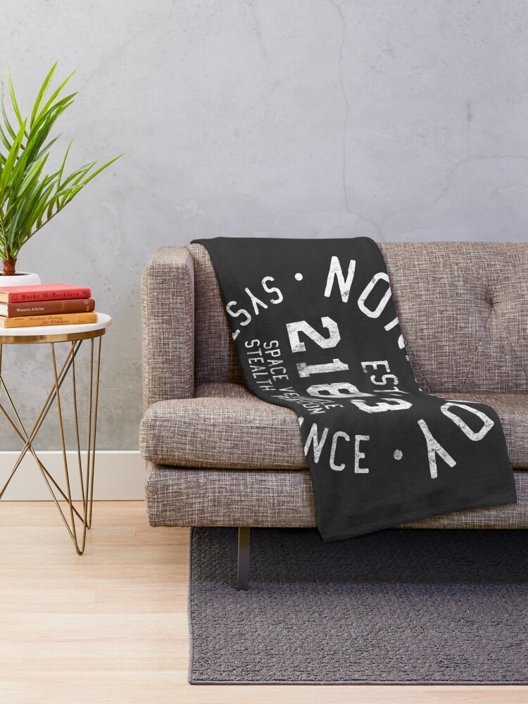 Alternate view of SSV Normandy Athletic Shirt | Mass Effect Athletic Style | White Print Throw Blanket