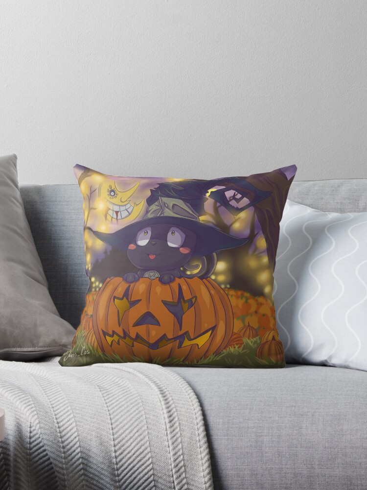 Halloween Kitty Throw Pillow 18x18