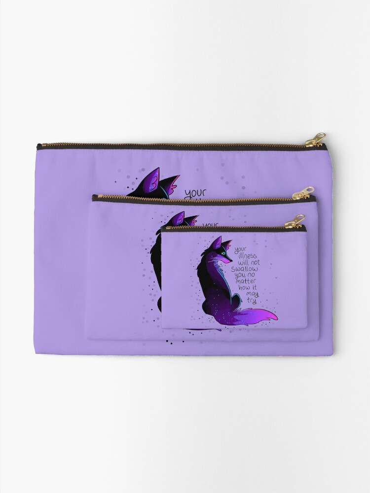 Alternate view of "Your Illness Will Not Swallow You" Fox Zipper Pouch