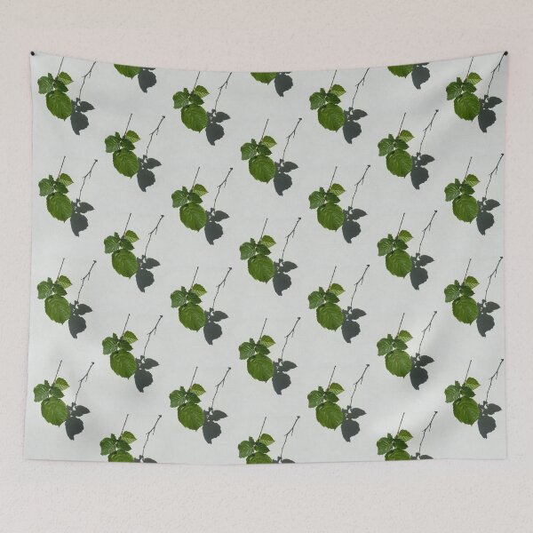 Item preview, Sophisticated Shadows - Glossy Hazelnut Leaves on White Stucco - Vertical View Down Right designed and sold by Georgia Mizuleva.