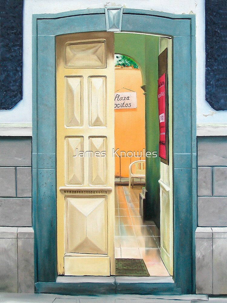 Thumbnail 2 of 2, Postcard, "Plaza Positos" - Oil painting of an old Mexican door designed and sold by jknowles.
