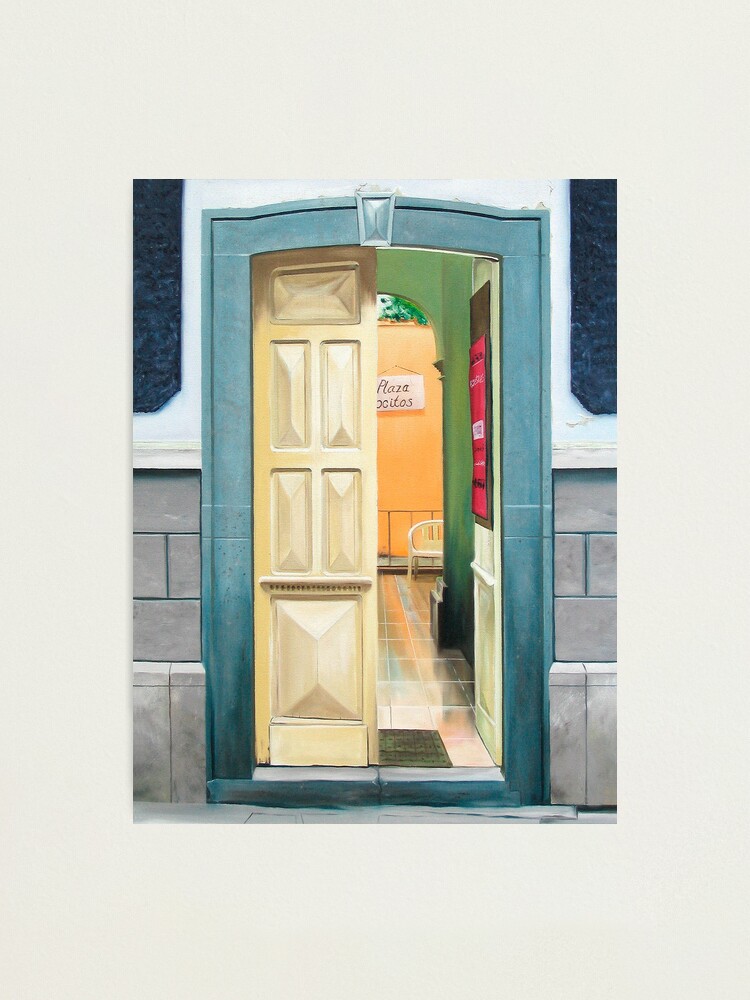 Thumbnail 1 of 3, Photographic Print, "Plaza Positos" - Oil painting of an old Mexican door designed and sold by jknowles.