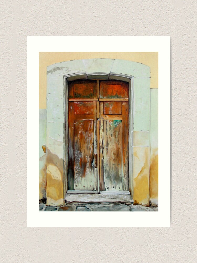 Thumbnail 1 of 3, Art Print, "Puerta Cafe" - oil painting of an old Mexican door designed and sold by jknowles.