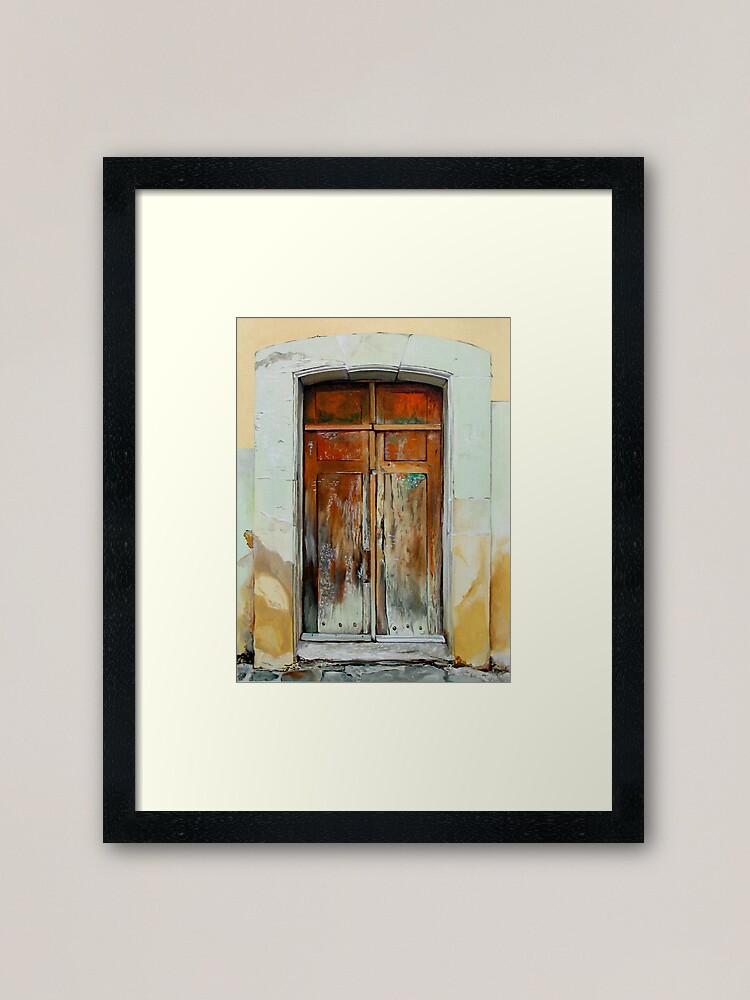 Thumbnail 1 of 7, Framed Art Print, "Puerta Cafe" - oil painting of an old Mexican door designed and sold by jknowles.