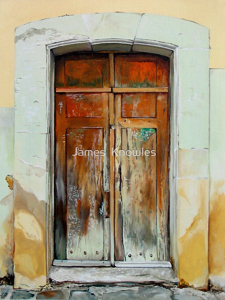 Thumbnail 7 of 7, Framed Art Print, "Puerta Cafe" - oil painting of an old Mexican door designed and sold by jknowles.