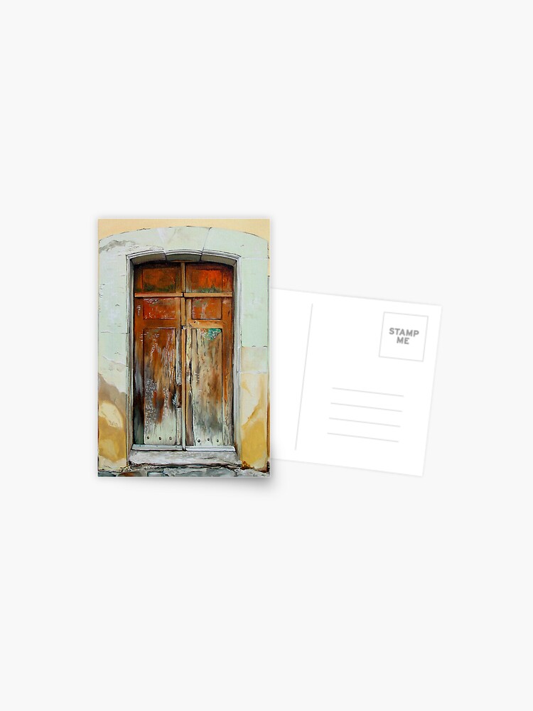 Thumbnail 1 of 2, Postcard, "Puerta Cafe" - oil painting of an old Mexican door designed and sold by jknowles.