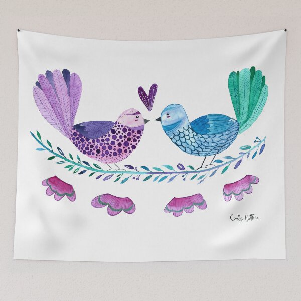 Item preview, Birds in love with flowers and leaves  designed and sold by CrisBanana.