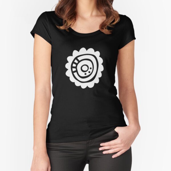 White Abstract Flower Fitted Scoop T-Shirt