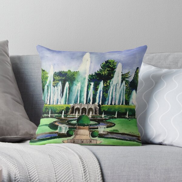 Longwood Main Fountain Garden Throw Pillow
