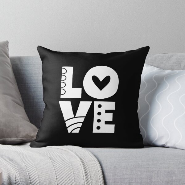 White Love Letters Throw Pillow