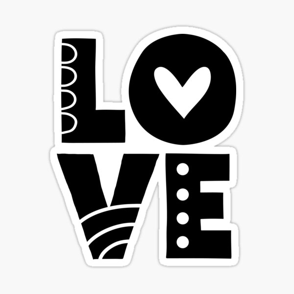 White Love Letters Sticker
