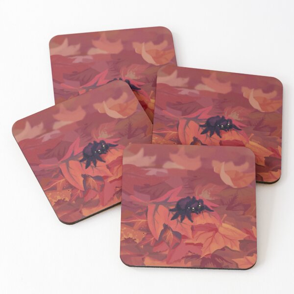 3dRose cst_32531_2 Autumn Leafs in Red and Green-Soft Coasters Set of 8