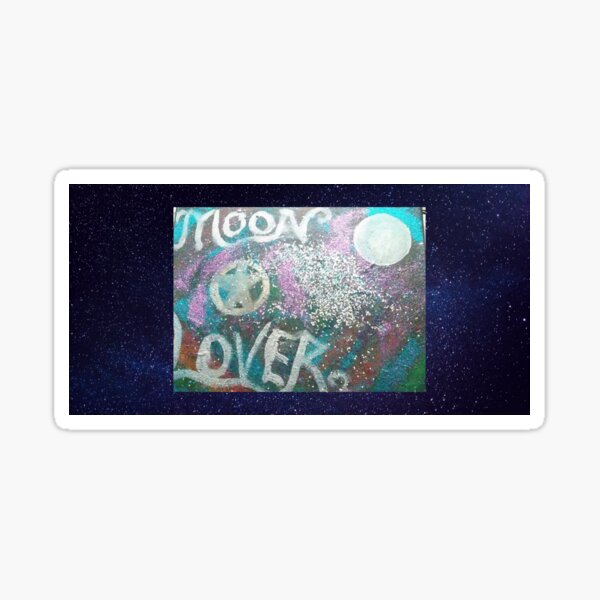 moon lover acrylic painting Sticker