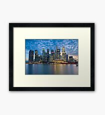 Singapore City, Financial District, Marina Bay, Sunset Framed Print
