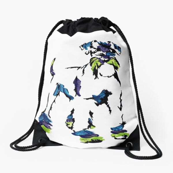 John the Schnauzer *dark Drawstring Bag