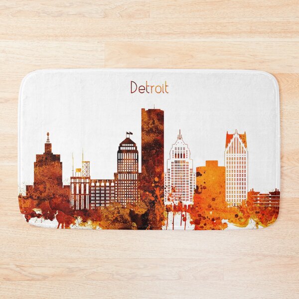 Item preview, Detroit Michigan Red Yellow Skyline designed and sold by DimDom.
