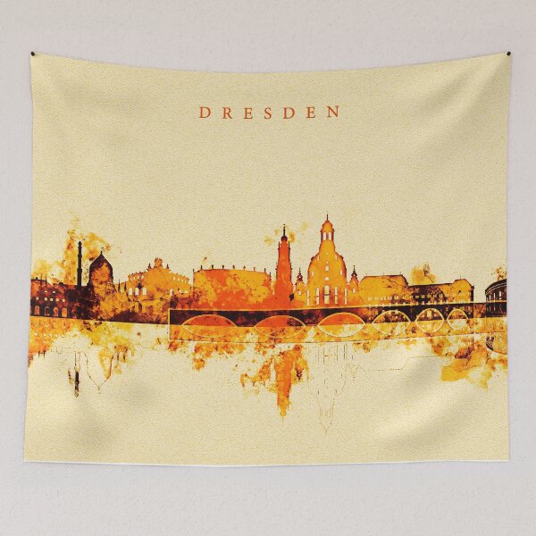 Item preview, Dresden Germany Red Yellow Skyline designed and sold by DimDom.