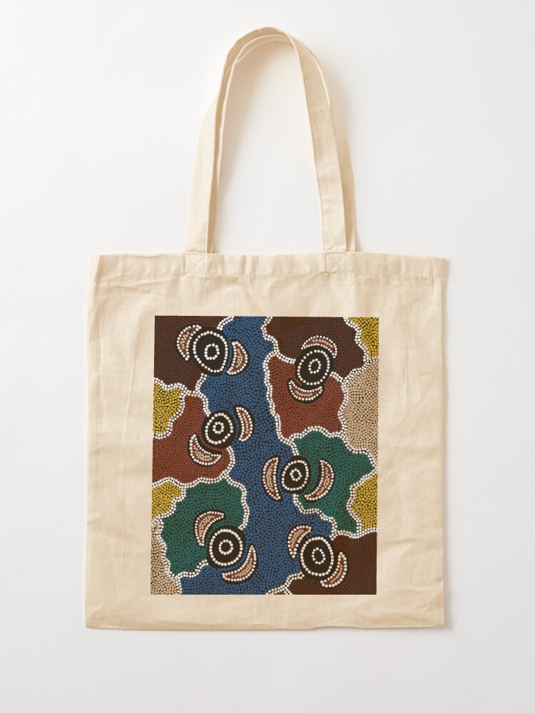 Authentic Aboriginal Art - Riverside Dreaming Tote Bag by Hogarth Arts -  Authentic Aboriginal Art