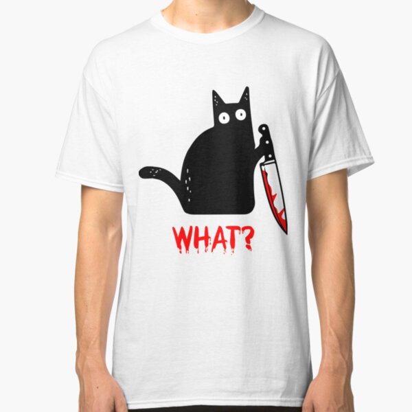 black cat holding knife shirt