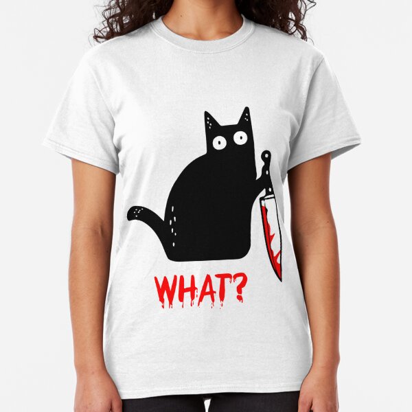 black cat holding knife shirt