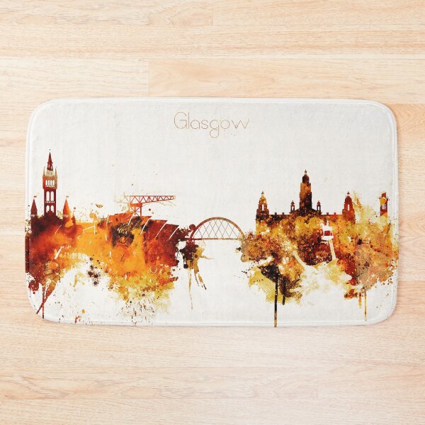 Item preview, Glasgow Scotland Red Yellow Skyline designed and sold by DimDom.