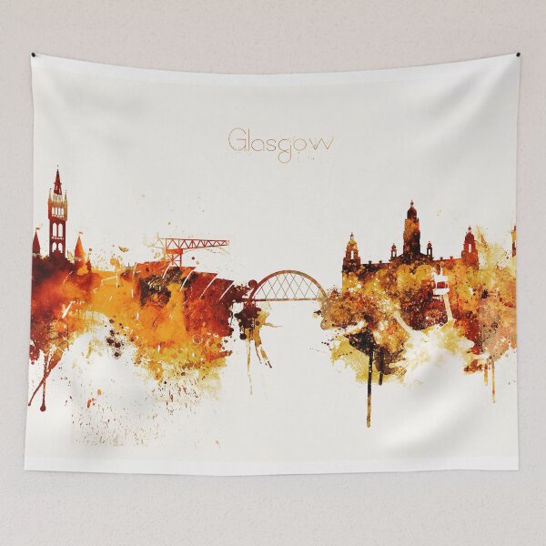 Item preview, Glasgow Scotland Red Yellow Skyline designed and sold by DimDom.