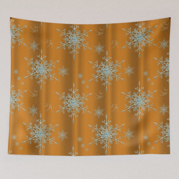 Item preview, Crystal Blue Snowflakes on Gold Christmas designed and sold by GraphicAllusion.