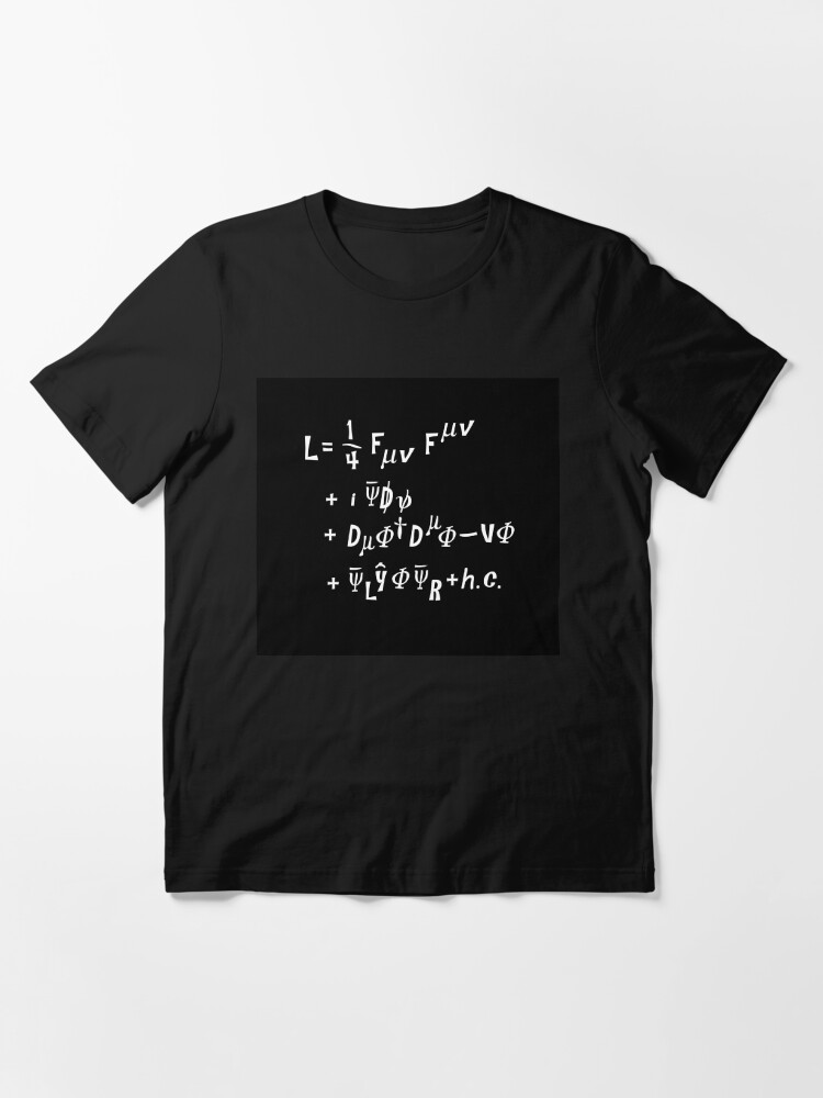 "Standard model of partical physics lagrangian white on black." T-shirt
