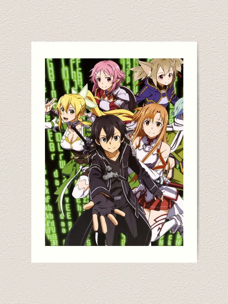 asuna, kirito, leafa, silica, lisbeth, and 1 more (sword art