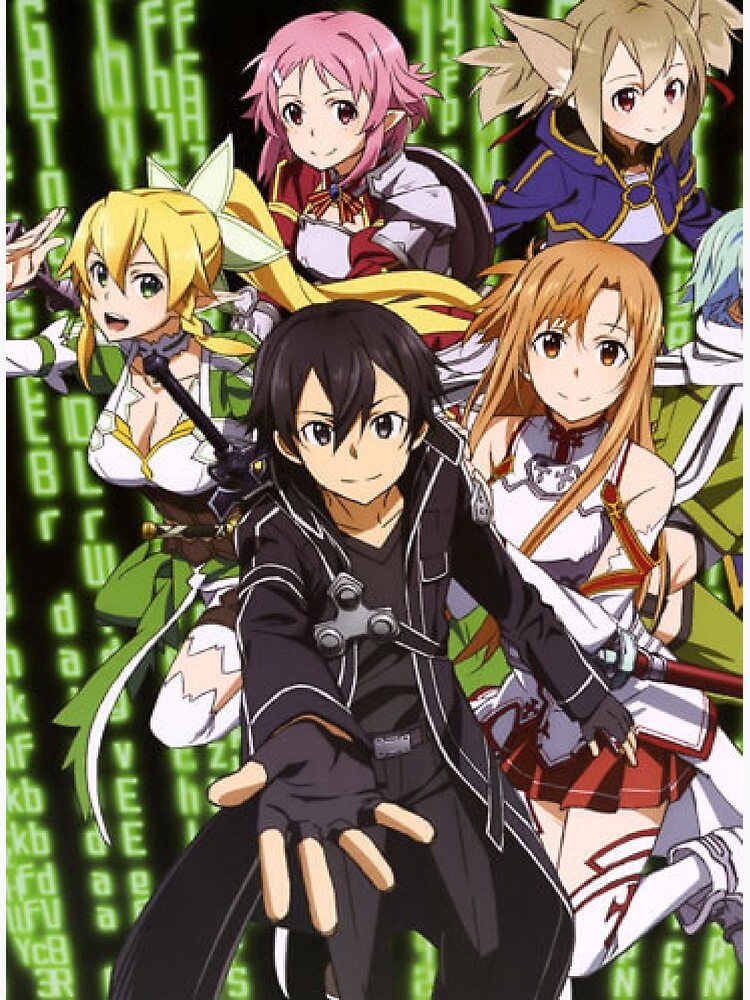 asuna, kirito, leafa, silica, lisbeth, and 1 more (sword art