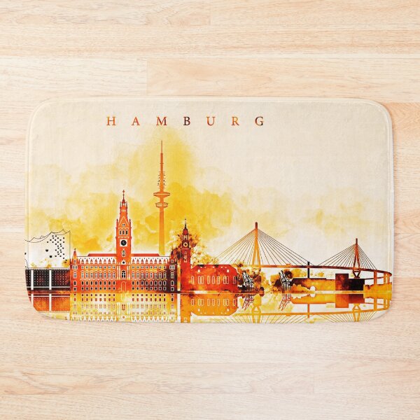 Item preview, Hamburg Germany Red Yellow Skyline designed and sold by DimDom.