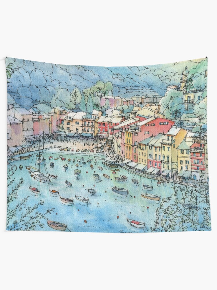 Alternate view of Portofino, Italy Tapestry