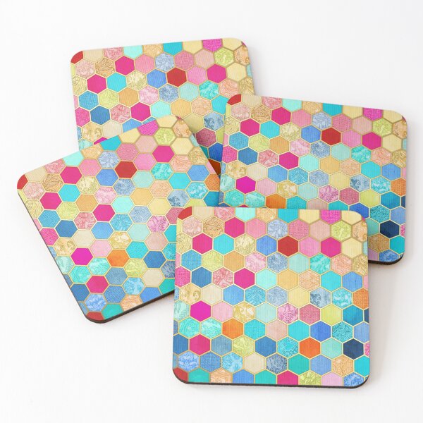 Item preview, Patterned Honeycomb Patchwork in Jewel Colors designed and sold by micklyn.
