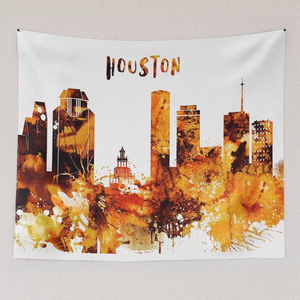 Item preview, Houston Texas Red Yellow Skyline designed and sold by DimDom.