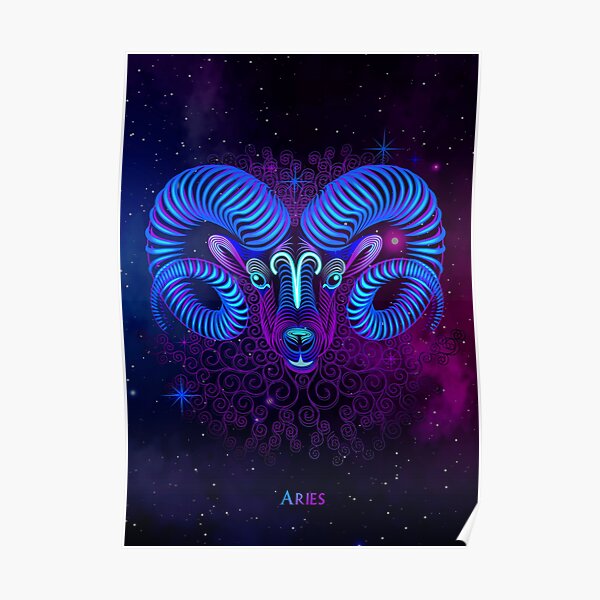 Zodiac neon signs — Aries Poster
