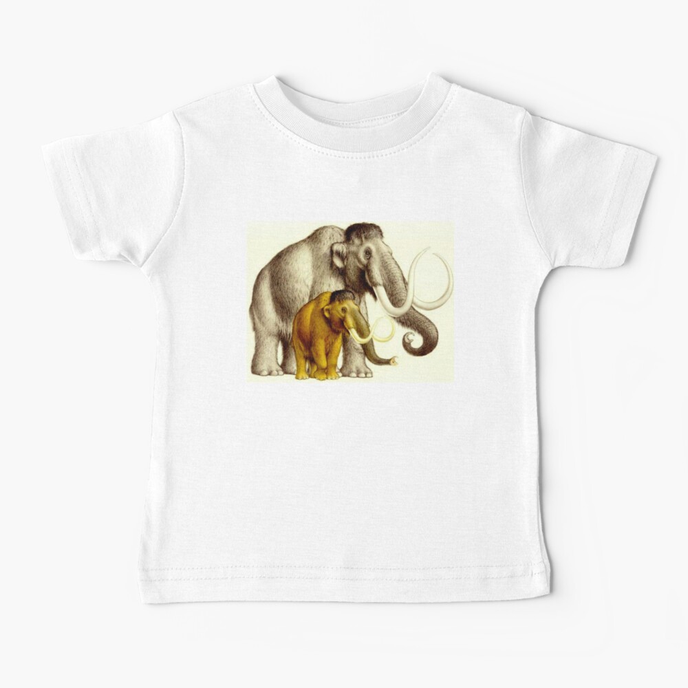 WOOLLY MAMMOTHS : Extinct Elephant type Mammal Print Baby T-Shirt