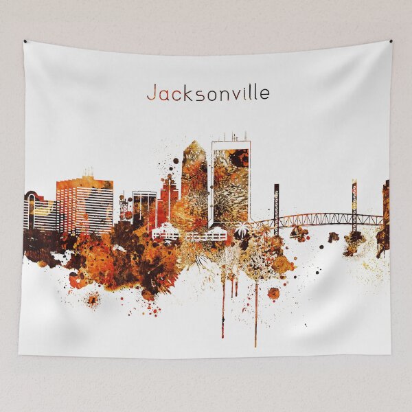 Item preview, Jacksonville Florida Red Yellow Skyline designed and sold by DimDom.