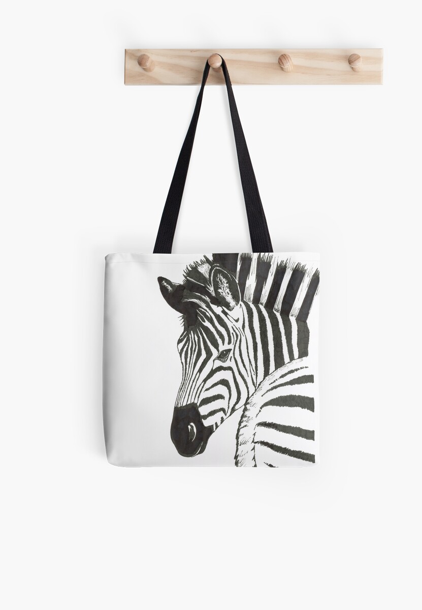 fluffy zebra tote bag