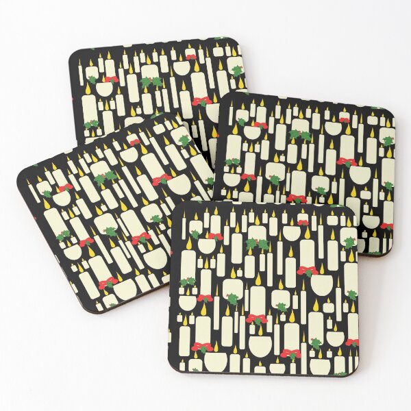 Item preview, Christmas candles with flame and holly designed and sold by designInk.