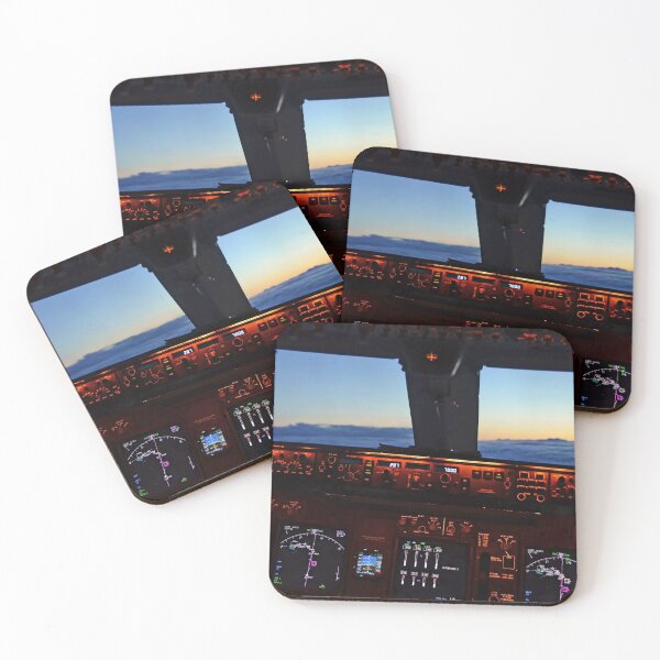 Item preview, Boeing 747 cockpit view flying above the clouds in the sunset designed and sold by ThePilotChannel.