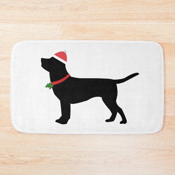 Item preview, Christmas black labrador retriever with red collar and santa hat designed and sold by designInk.