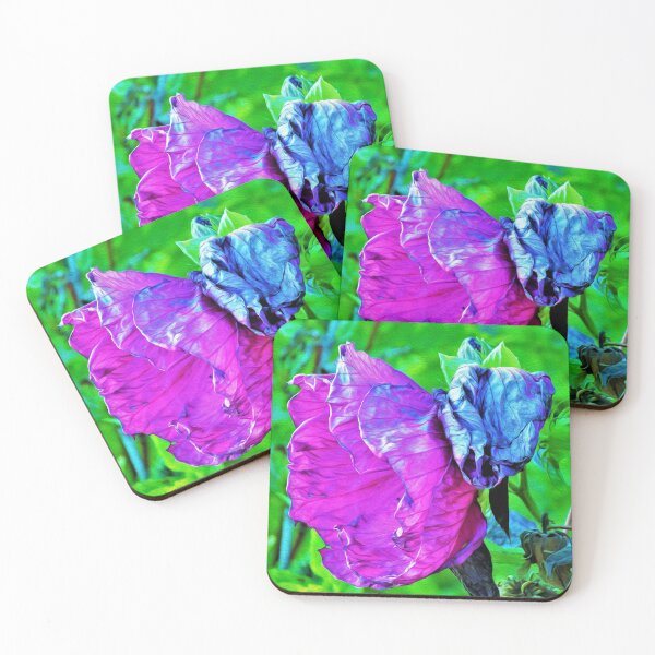 Item preview, Velvety Plum Crazy Purple and Blue Hibiscus Flowers designed and sold by myrubiogarden.