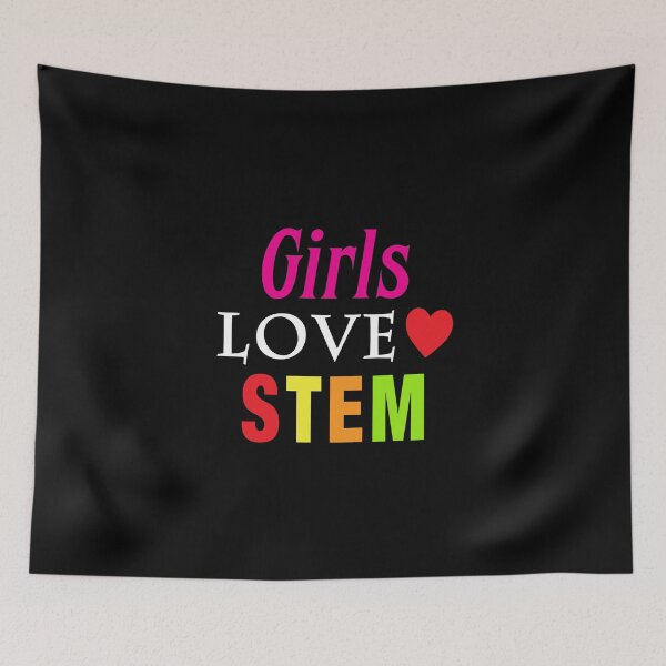 Item preview, 'Girls Love STEM' (Black) designed and sold by The Button Gal.