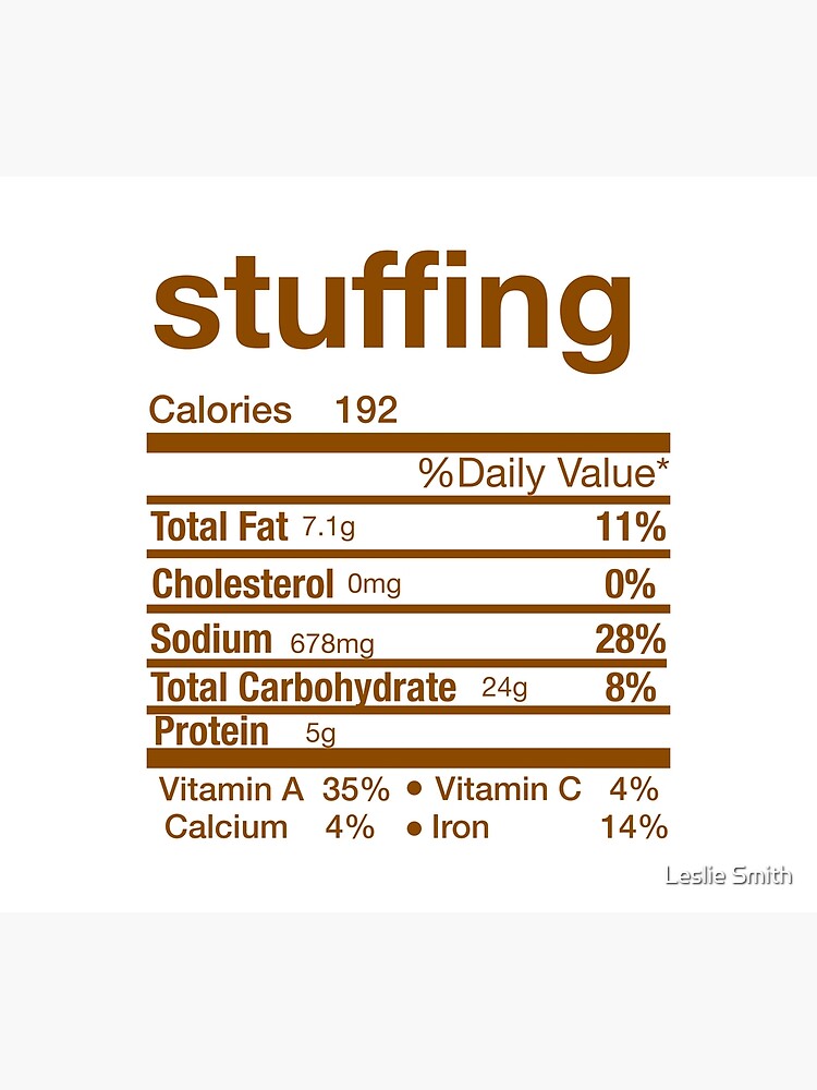 "Stuffing Nutrition Facts Label Matching Family Thanksgiving Christmas
