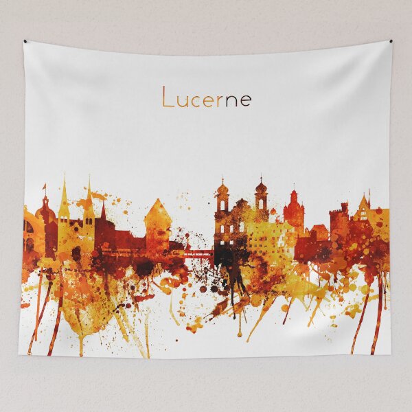 Item preview, Lucerne Switzerland Red Yellow Skyline designed and sold by DimDom.